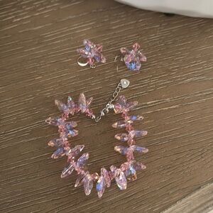 Unique beautiful pink bracelet and earrings set